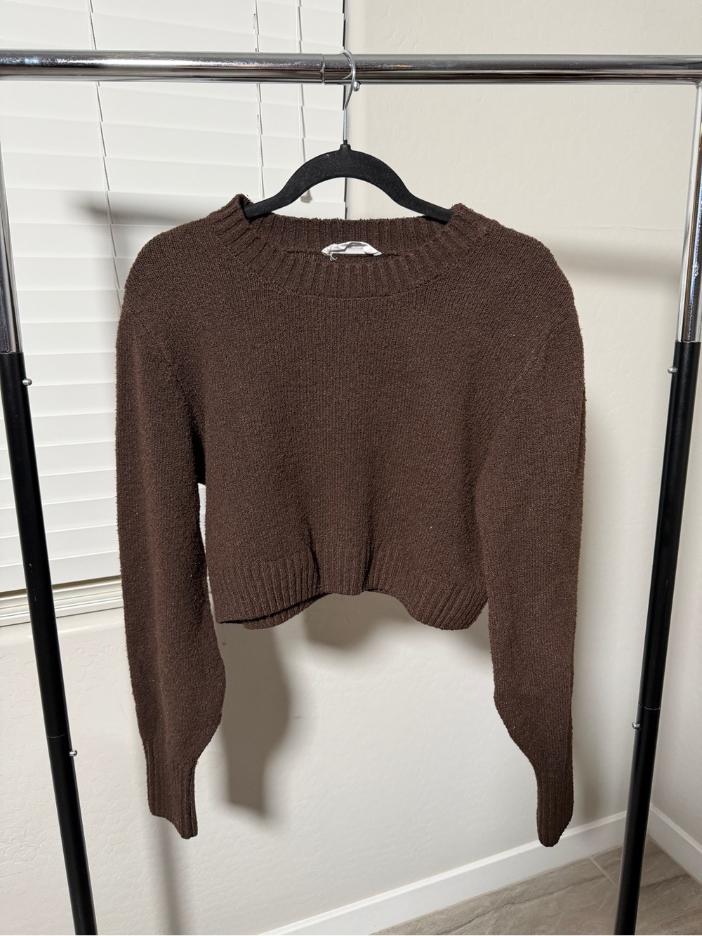 Double Zero Chocolate Brown Cropped Crewneck Sweater